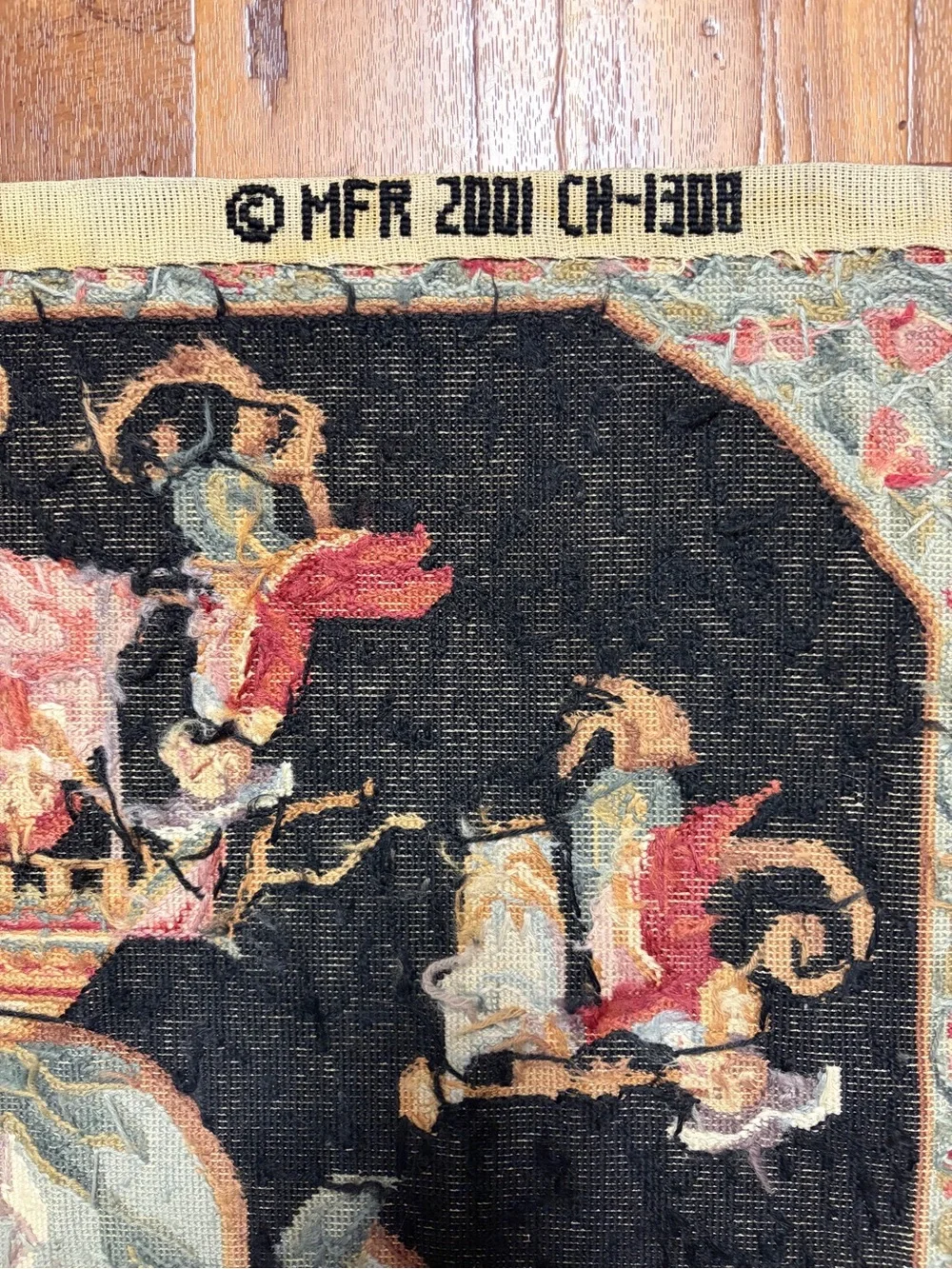 Aubusson Needlepoint Rug-Handmade 100% Wool 2001 China 48 inches X 29 Inches EUC